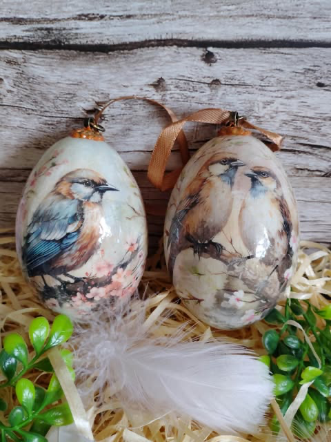 Jajeczka wiosenne z ptakami -Komplet 2 szt