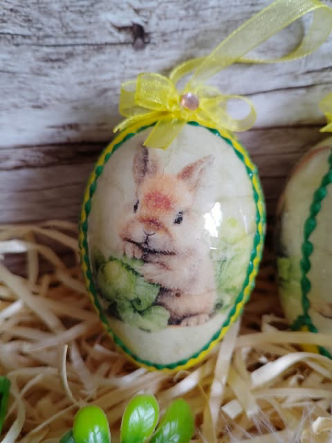 Dekoracyjne jajeczka z królikami -Komplet 3 szt