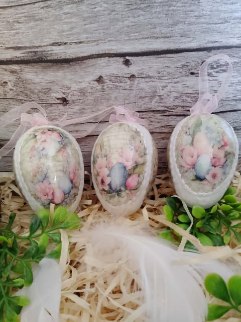 Pastelowe, delikatne pisanki Komplet 3 szt