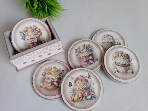 Podkładki pod kubek 6 szt+pudełko