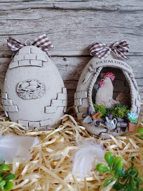 Jajko "Farmhouse,,w klimacie wiejskim z kogutem