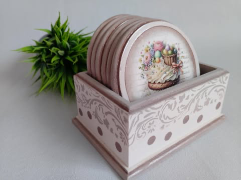 Podkładki pod kubek 6 szt+pudełko