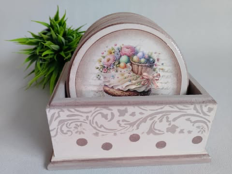 Podkładki pod kubek 6 szt+pudełko