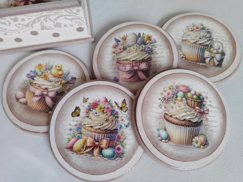 Podkładki pod kubek 6 szt+pudełko